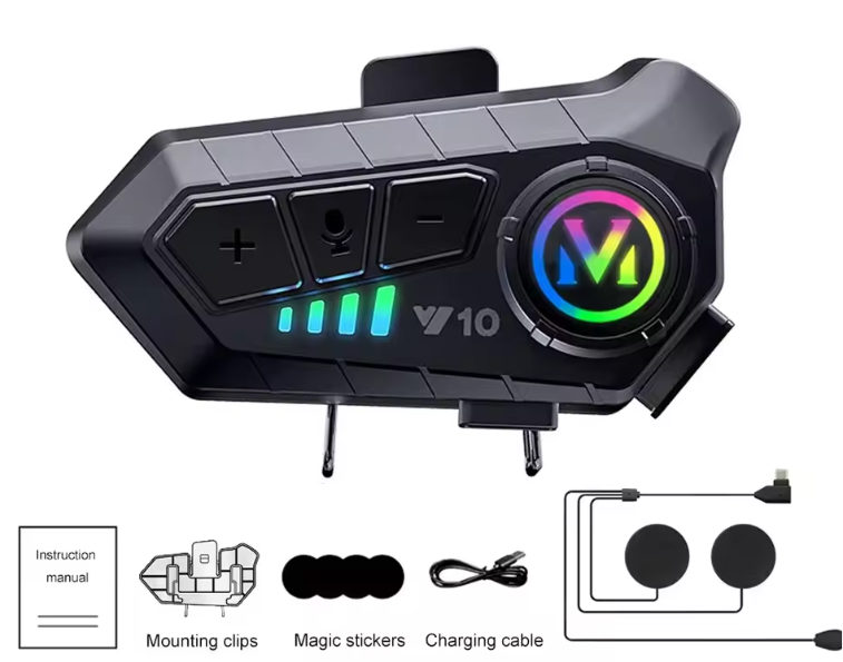 Y10 Bluetooth Kommunikationssystem für Motorradhelm mit Lautsprechern & Mikrofon