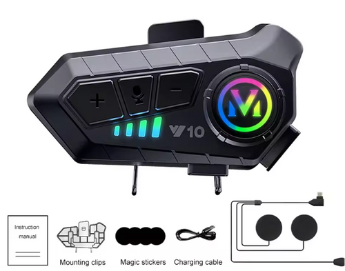 Y10 Bluetooth Kommunikationssystem für Motorradhelm mit Lautsprechern & Mikrofon